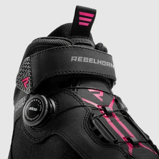 Дамски мото боти Rebelhorn Spark 3 Black Pink в черно и розово с ATOP система