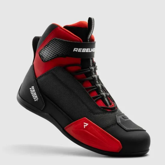 Мото боти Rebelhorn Swift Black Red с TPU защита и вентилационни панели