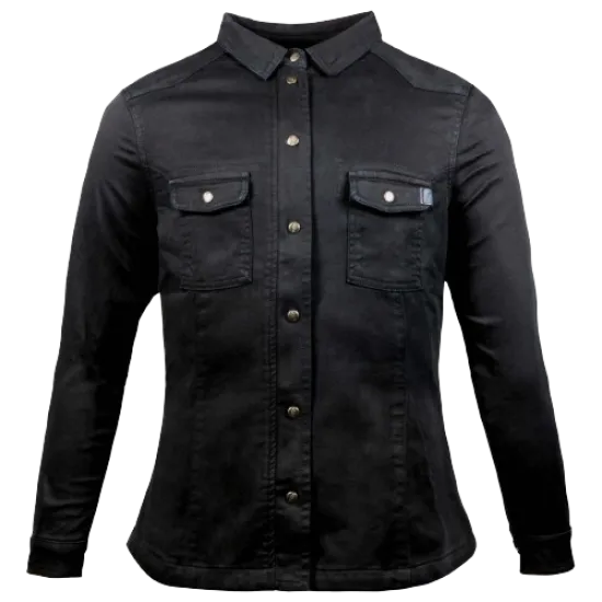 Дамска мото риза JOHN DOE MOTOSHIRT BLACK, XTM-Fiber® подплата, защитни протектори