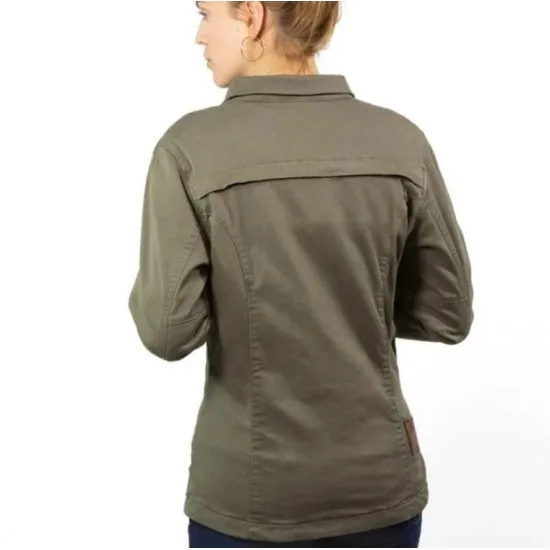 Дамска мото риза JOHN DOE MOTOSHIRT OLIVE, XTM-Fiber® подплата, защитни протектори