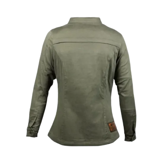 Дамска мото риза JOHN DOE MOTOSHIRT OLIVE, XTM-Fiber® подплата, защитни протектори