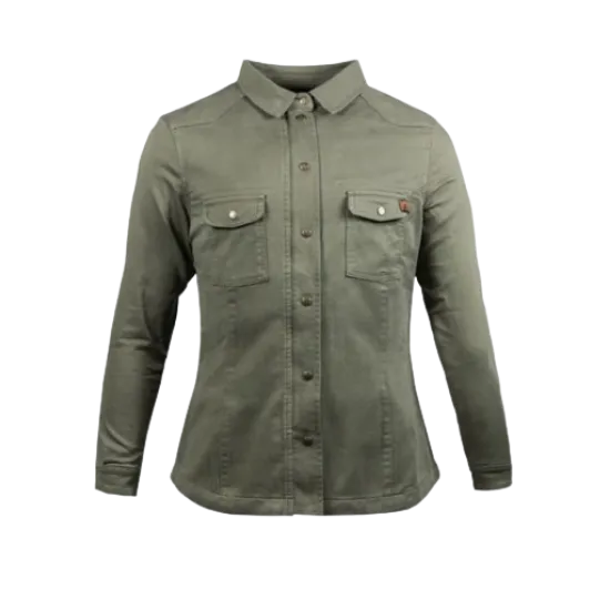 Дамска мото риза JOHN DOE MOTOSHIRT OLIVE, XTM-Fiber® подплата, защитни протектори