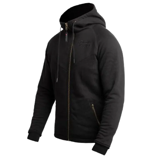 Мото суитшърт JOHN DOE HOOD XTM® V2 BLACK, защитни протектори, XTM-Fiber®