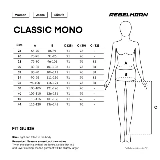 Дамски мото дънки Rebelhorn Classic Mono Women Washed Blue с Level 2 протектори