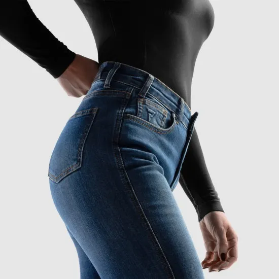 Дамски мото дънки Rebelhorn Classic Mono Women Washed Blue с Level 2 протектори