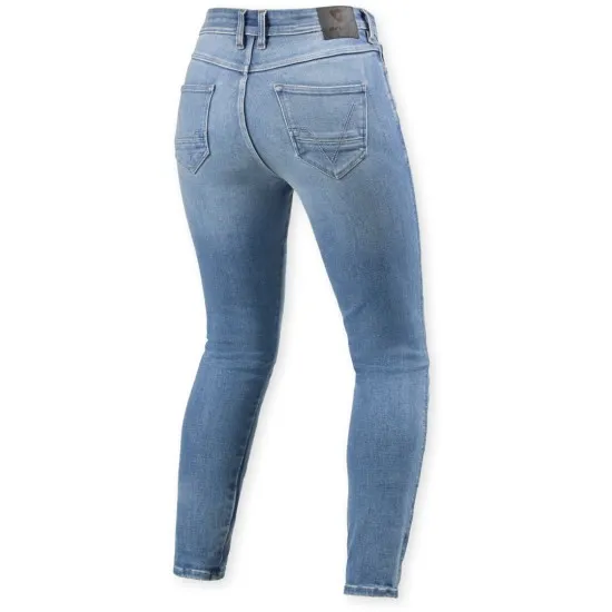Дамски мото дънки REV'IT! Shelby 3 - Light Blue Vintage, с Skinny Fit кройка и SEESMART защита