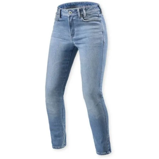 Дамски мото дънки REV'IT! Shelby 3 - Light Blue Vintage, с Skinny Fit кройка и SEESMART защита