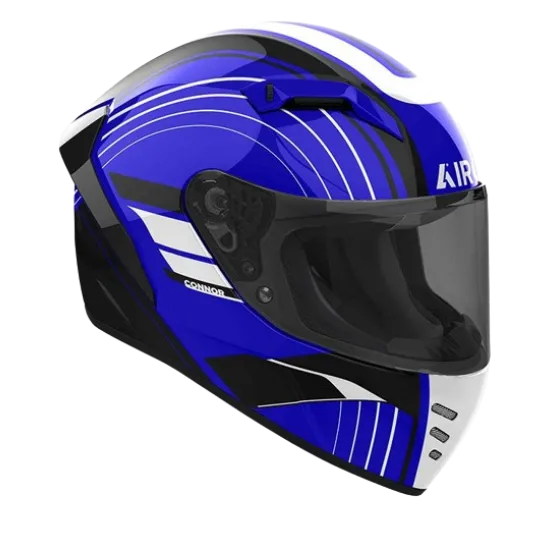 Каска AIROH CONNOR ACHIEVE BLUE GLOSS с гланцово покритие и спортен дизайн