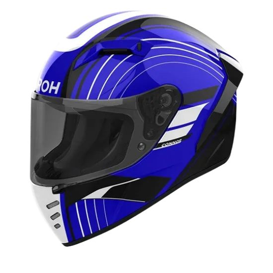 Каска AIROH CONNOR ACHIEVE BLUE GLOSS с гланцово покритие и спортен дизайн