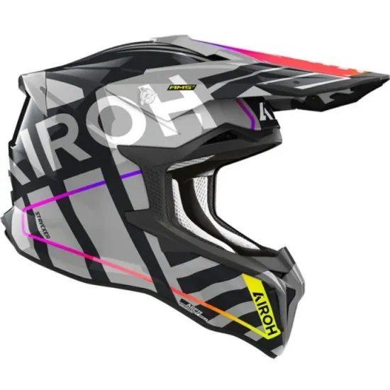 Мотокрос каска AIROH STRYCKER BRAVE GRAY GLOSS - каска с AMS² система и HPC материал