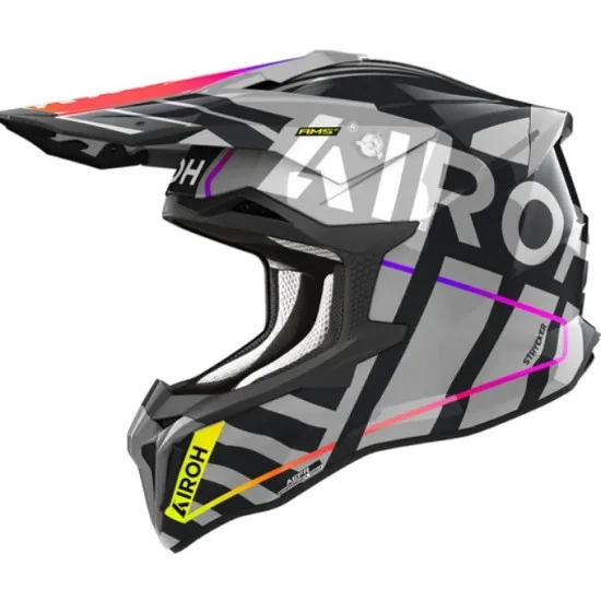 Мотокрос каска AIROH STRYCKER BRAVE GRAY GLOSS - каска с AMS² система и HPC материал