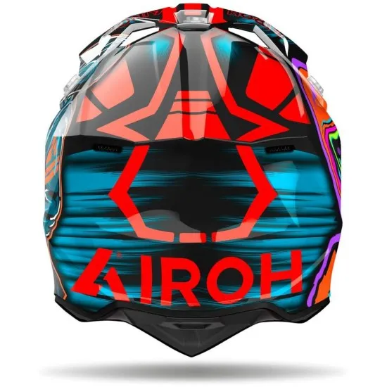 Мотокрос каска AIROH WRAAAP CYBER ORANGE/BLUE - каска с HRT черупка и агресивен дизайн