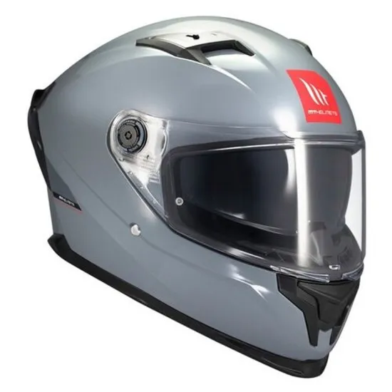 MT BRAKER SV SOLID A12 GLOSS GRAY – мото каска с вградени слънчеви очила и гланцово покритие