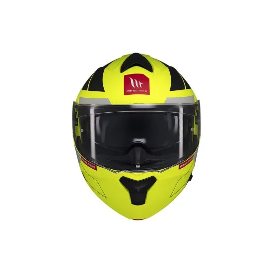 Отваряема каска MT Genesis Talo C3 Matt Yellow Fluo с вграден слънчев визьор и възможност за комуникационна система