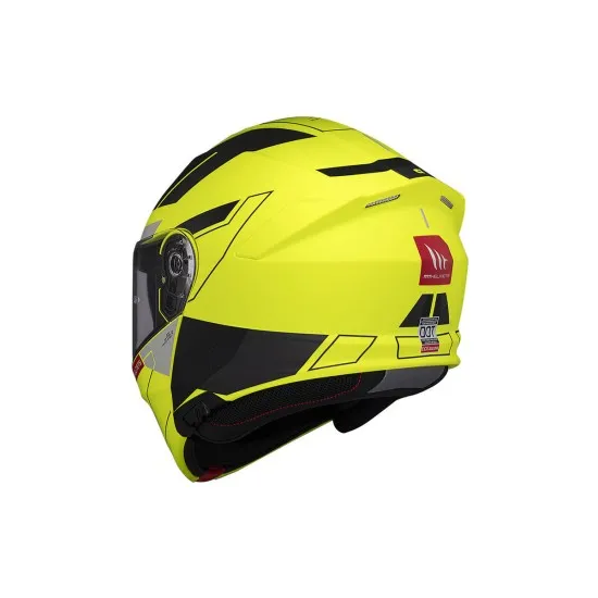 Отваряема каска MT Genesis Talo C3 Matt Yellow Fluo с вграден слънчев визьор и възможност за комуникационна система