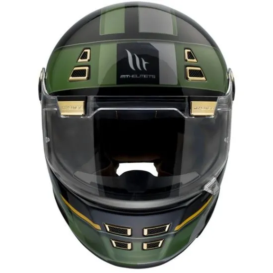 Мото каска MT Jarama 68th C1 Black/Green с външна обвивка от HIRP и ретро стил