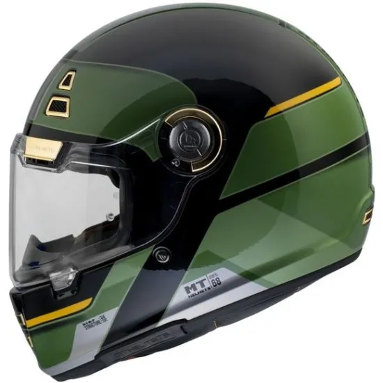 Мото каска MT Jarama 68th C1 Black/Green с външна обвивка от HIRP и ретро стил