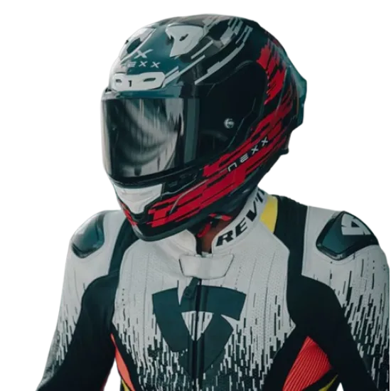 Каска NEXX X.R3R GLITCH RACER RED WHITE, аеродинамична, високотехнологична