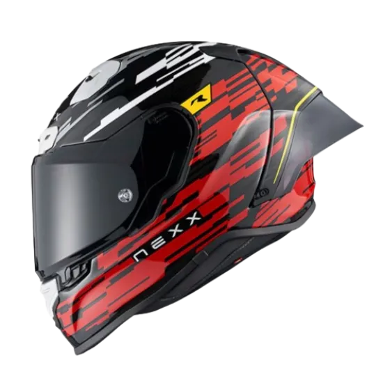 Каска NEXX X.R3R GLITCH RACER RED WHITE, аеродинамична, високотехнологична