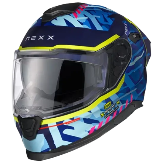 Каска NEXX Y100R URBANGRAM INDIGO BLUE MATT, антибактериална подплата, слънчеви очила