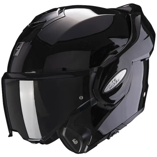 Мото каска Scorpion Exo-Tech Black Gloss с вътрешен прибиращ се сенник