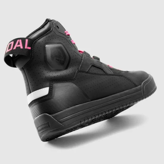 REBELHORN VANDAL II LADY BLACK/PINK – дамски кожени мото обувки с вентилация и защита