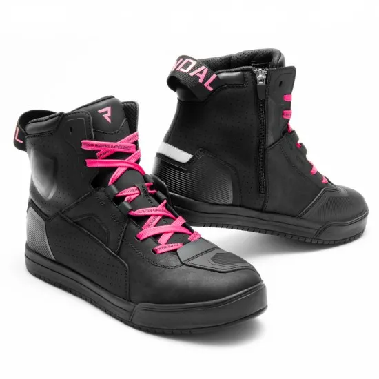 REBELHORN VANDAL II LADY BLACK/PINK – дамски кожени мото обувки с вентилация и защита