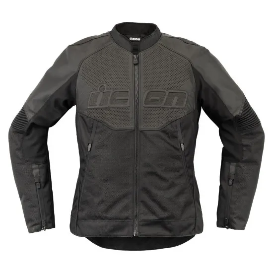 Дамско мото яке ICON Women's Overlord3 CE Leather BLACK – Черно кожено яке