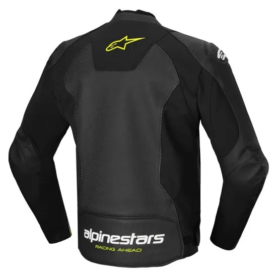 Кожено мото яке ALPINESTARS Faster v3 Airflow BLK/WHT/YW с протектори DFS GP Lite и Nucleon Flex Plus