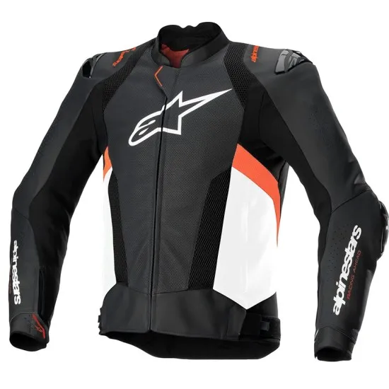 Кожено мото яке ALPINESTARS Missile V3 BLK/WHT/RD – състезателна защита и стил