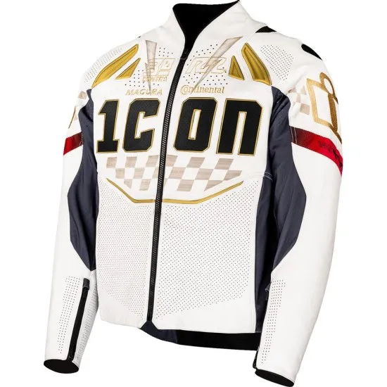 Кожено яке ICON Contra3 RIZZ RIZZ WHITE – спортно мото яке от естествена кожа
