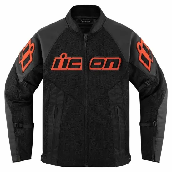 Червено мото яке ICON MESH AF LEATHER CE RD с D3O® протектори и мрежеста подплата