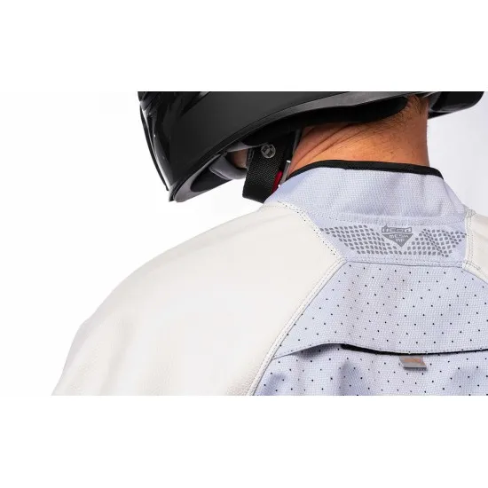 Бяло мото яке ICON MESH AF LEATHER CE WHITE с D3O® протектори и мрежеста подплата