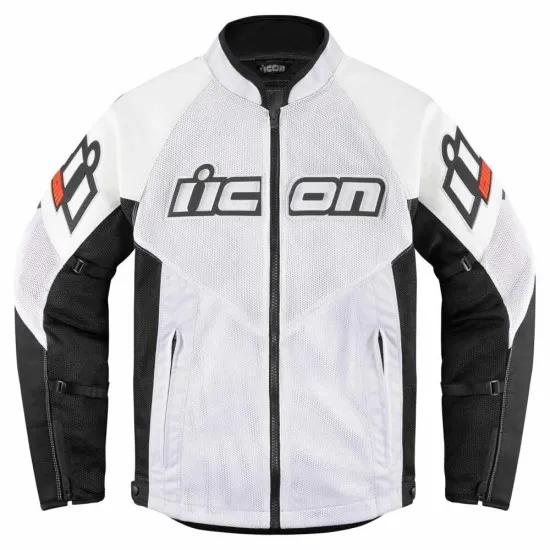 Бяло мото яке ICON MESH AF LEATHER CE WHITE с D3O® протектори и мрежеста подплата