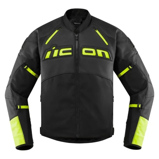 Мото яке ICON CONTRA2 LEATHER HI-VIZ с D3O® протектори и перфорация за вентилация