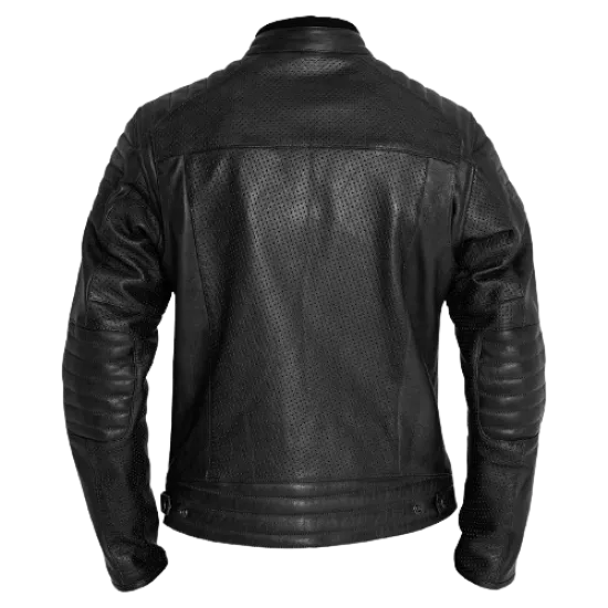 Кожено яке JOHN DOE Storm Perforated Leather BLACK, перфорирана кожа, включени протектори