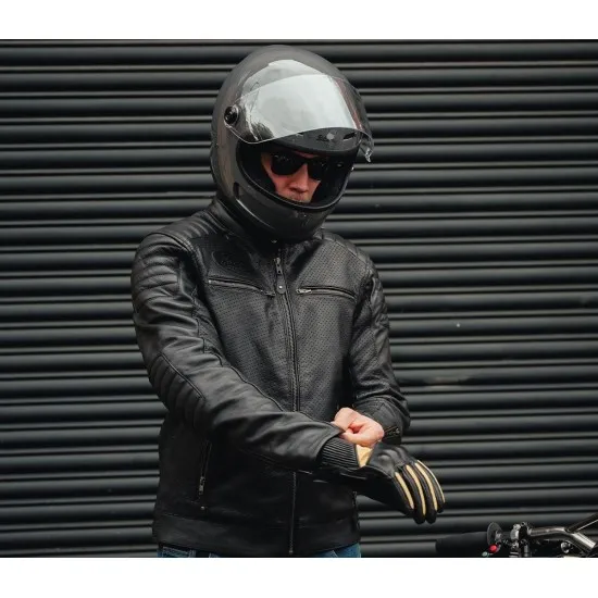 Кожено яке JOHN DOE Storm Perforated Leather BLACK, перфорирана кожа, включени протектори