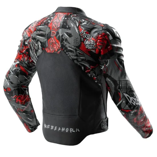 Кожено мото яке Rebelhorn Vandal 2 Cruze Black Dark Grey Red – спортно яке с AAA защита и Level 2 протектори