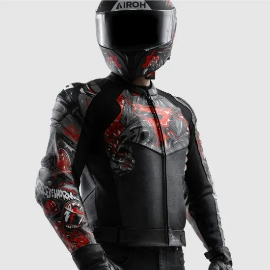 Кожено мото яке Rebelhorn Vandal 2 Cruze Black Dark Grey Red – спортно яке с AAA защита и Level 2 протектори