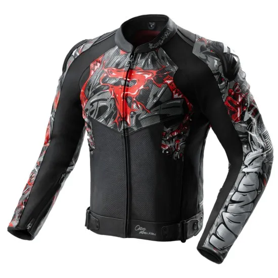 Кожено мото яке Rebelhorn Vandal 2 Cruze Black Dark Grey Red – спортно яке с AAA защита и Level 2 протектори