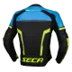 Кожено мото яке SECA HOOLIGAN BLUE/FLUO YELLOW с D3O® протектори и вентилационни панели