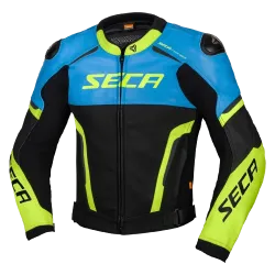Кожено мото яке SECA HOOLIGAN BLUE/FLUO YELLOW