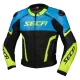 Кожено мото яке SECA HOOLIGAN BLUE/FLUO YELLOW с D3O® протектори и вентилационни панели