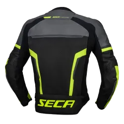Кожено мото яке SECA HOOLIGAN TITANIUM/FLUO YELLOW