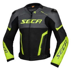 Кожено мото яке SECA HOOLIGAN TITANIUM/FLUO YELLOW