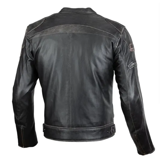 Кожено мото яке SECA AVIATOR II BLACK с VINTAGE ефект и D3O® протектори