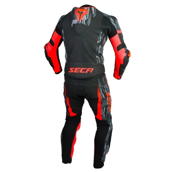 Мото яке SECA SRS II FLUO RED/CAMO с D3O® протектори и аеродинамична гърбица