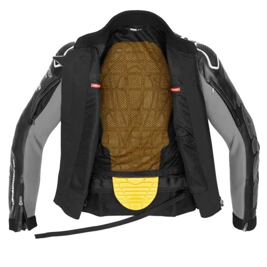 Кожено мото яке SPIDI DP Progressive Leather Black/White с Warrior слайдери и Force-Tech протектори