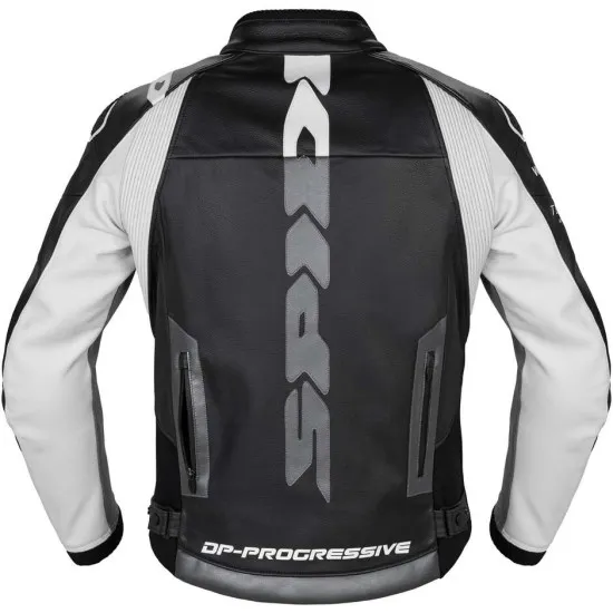 Кожено мото яке SPIDI DP Progressive Leather Black/White с Warrior слайдери и Force-Tech протектори