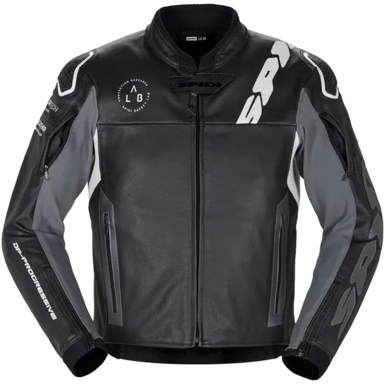 Кожено мото яке SPIDI DP Progressive Leather Black/White с Warrior слайдери и Force-Tech протектори